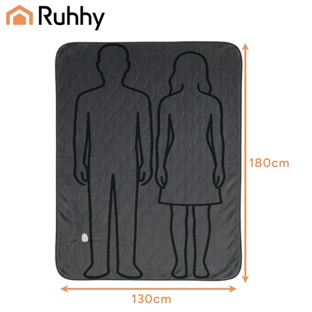 Koc Elektryczny Dwuosobowy Duży Miękki Mata Grzewcza Pilot Timer 9 Trybów RUHHY