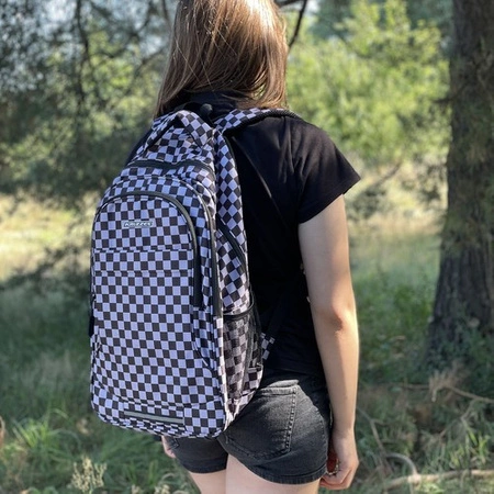 Plecak Szkolny Sportowy Młodzieżowy + Worek Pojemny 30l Czarny w Kratkę KRUZZEL