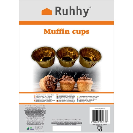 Papilotki Foremki na Muffinki do Muffinek Złote Kubeczki 50 Papierowe Babki RUHHY