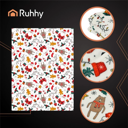 Koc Narzuta Kapa Pled na Łóżko RUHHY Lekki Dwuosobowy Świąteczny 150x200 cm