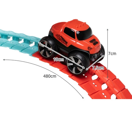 Tor Wyścigowy Samochodowy Tory Wyścigowe Zestaw + Autko 4,8m Elastyczny XL KRUZZEL