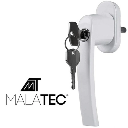 Klamka Okienna na Okno Balkonowa do Okien Okna Biała z Kluczykiem Zamkiem MALATEC