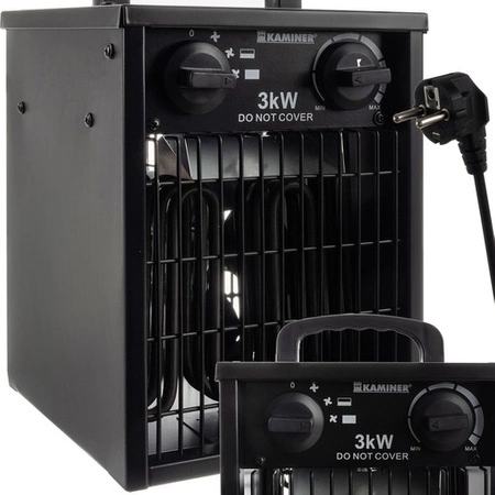 Nagrzewnica Elektryczna Farelka Dmuchawa Grzejnik Termostat 3kW 3000W Mocna KAMINER