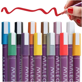 Markery Akrylowe MAALEO 12 Kolorów Flamastry Wodoodporne Mazaki z Farbą