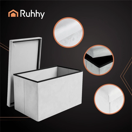 Pufa ze Schowkiem Składana Siedzisko do Siedzenia Puf z Weluru Skrzynia XL Ruhhy 25994