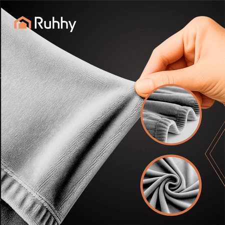 Pokrowiec na Narożnik Kanapę Leżankę Jasno Szary Welur Elastyczny 190-230cm Ruhhy 26182