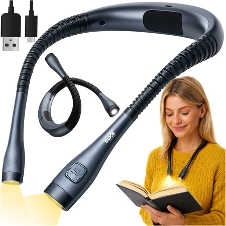 Lampka do Czytania Książek na Szyję Nocna Latarka LED Akumulator na USB-c IZOXIS 25675