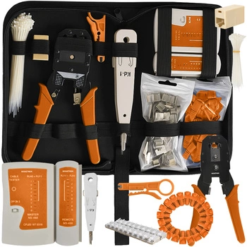 Tester Kabli RJ45 RJ11 Zestaw Narzędzi Sieciowych Ściągacz Zaciskarka 145el Bigstren 25834