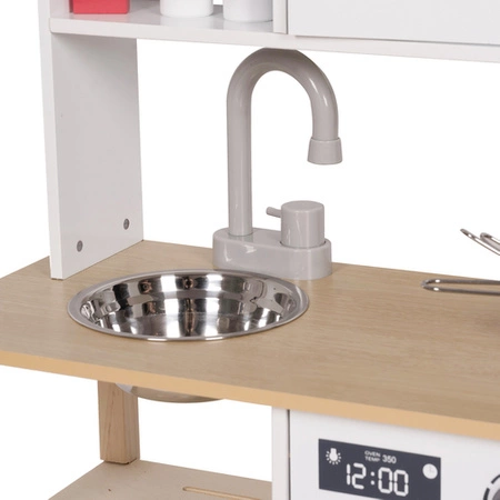 Kuchnia Drewniana dla Dzieci + Akcesoria Kuchenka z Akcesoriami Garnki Kran KRUZZEL