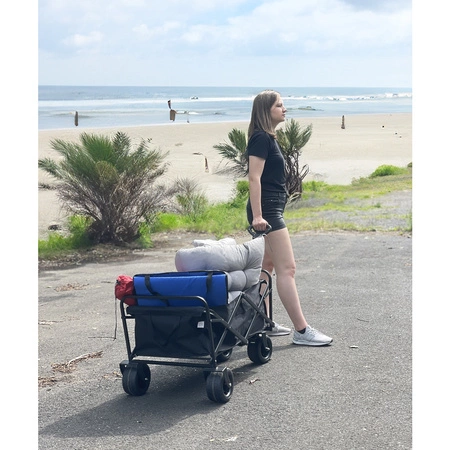 Ogrodowy Wózek Transportowy Plażowy Składany Turystyczny Duży Czarny