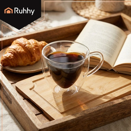 Szklanka Termiczna 240 ml Ruhhy Kawy Herbaty SERCE Podwójne Dno na Prezent 26906