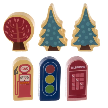 Drewniane Klocki Miasto Auta 100 Klocków + Puzzle KRUZZEL