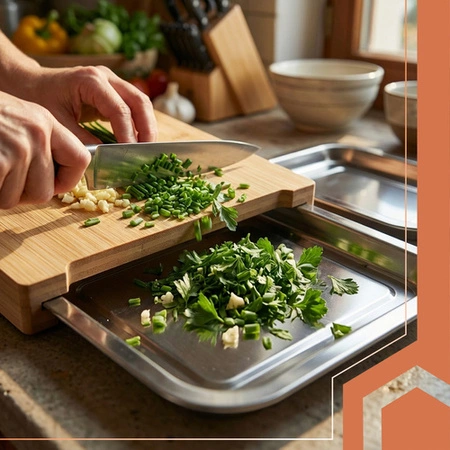 Deska do Krojenia Ruhhy Bambusowa z Pojemnikami Wielofunkcyjna 40 x 28,5 cm 25707