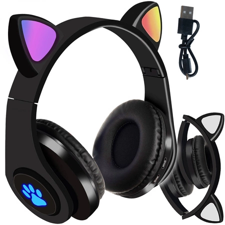 Słuchawki dla Dzieci Bluetooth LED RGB Kocie Uszy MALATEC