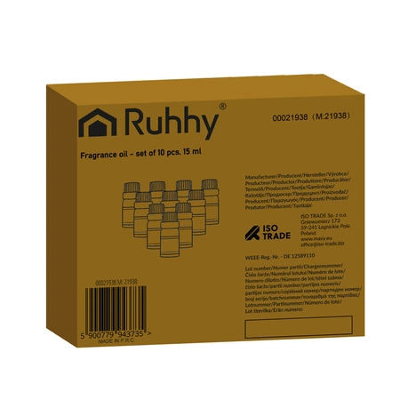 Olejki Zapachowe do Dyfuzora Patyczków Kominka Nawilżacza Zestaw 10 x15 ml RUHHY
