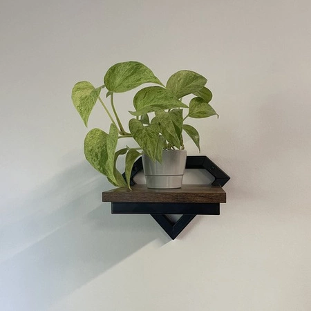 Kwietnik Wiszący na Ścianę Ścienny Loft Metalowy Półka na Kwiaty Czarny MDF RUHHY