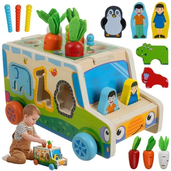 Drewniany Sorter Edukacyjny Złap Robaczka Marchewki Układanka Montessori Kruzzel 26250