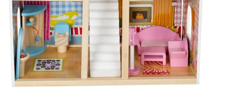 Domek dla Lalek Drewniany Duży + LED Akcesoria Meble Mebelki Zestaw Willa KRUZZEL