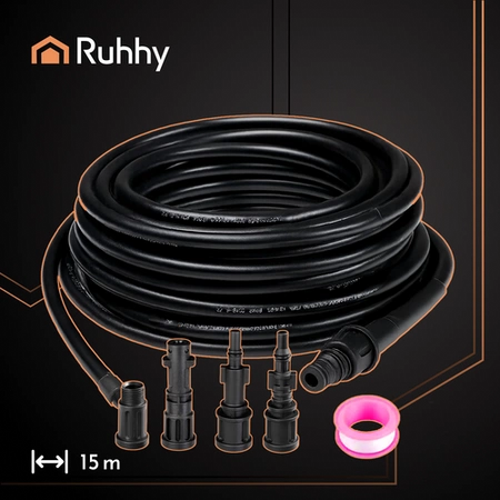 Wąż do Czyszczenia Kanalizacji Rur 15m 138bar do Myjki Ciśnieniowej Myjek Ruhhy 26132