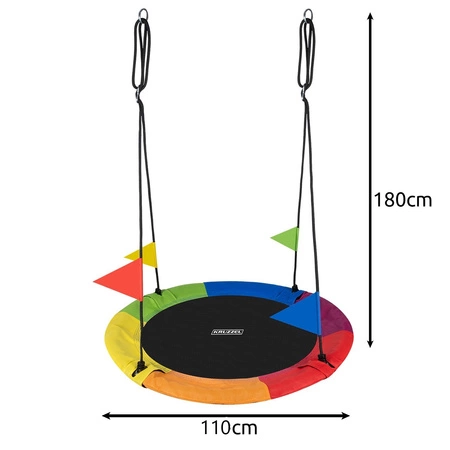 Huśtawka Bocianie Gniazdo dla Dzieci Ogrodowa 110cm 150kg XXL Duża Stelaż KRUZZEL