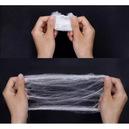 Sztuczna Pajęczyna 2 Pająki Dekoracja na Halloween MALATEC