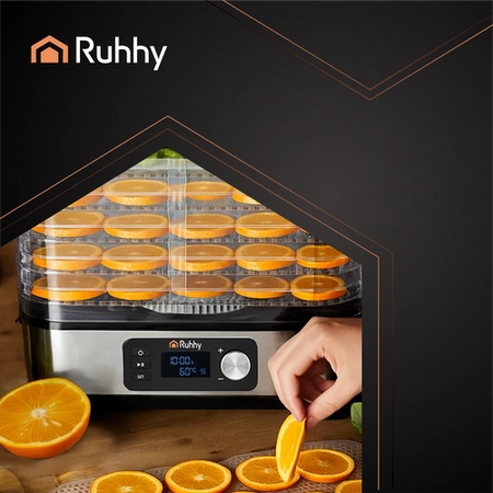 Suszarka do Grzybów Owoców Warzyw Ziół Duża Tacki + Sita Maty Nóż Szczypce RUHHY 25928