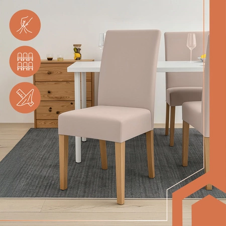 Pokrowiec na Krzesło Beżowy Uniwersalny Miękki Pokrowce na Krzesła x6 Ruhhy 25989