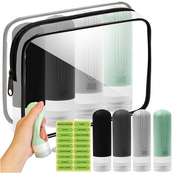 Silikonowe Butelki Podróżne do Samolotu na Kosmetyki Pojemniki Kosmetyczka Trizand 25760