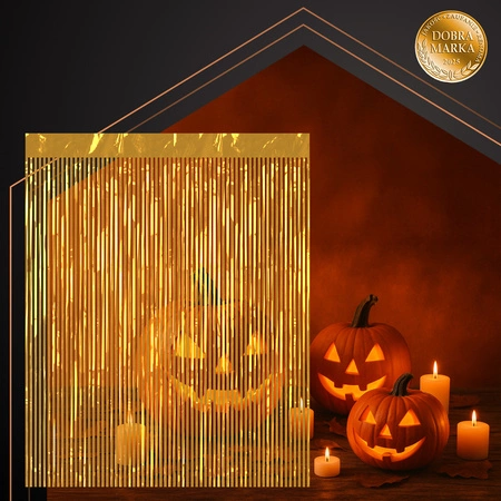 Kurtyna Dekoracyjna Złota Samoprzylepna Zasłona Imprezowa Sylwester 100x200 Ruhhy 26173