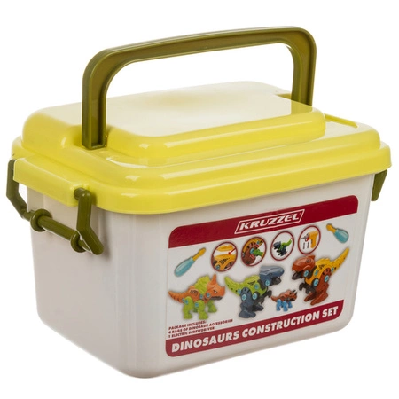 Klocki Konstrukcyjne Dinozaury Zestaw do Skręcania + Wkrętarka 4w1 Zabawki KRUZZEL