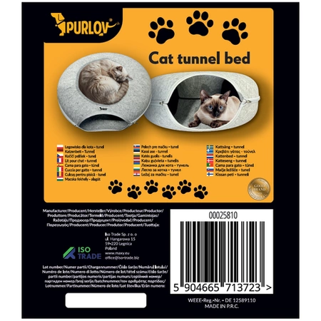 Legowisko dla Kota Tunel Antystresowy Donut Okrągły do Leżenia dla Fretki Purlov 25810