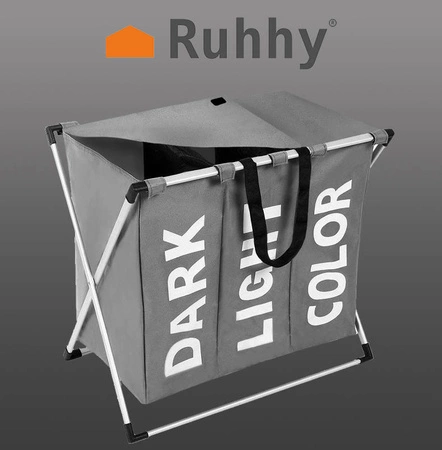 Kosz na Pranie Bieliznę Pojemnik Duży aż 3 Komory RUHHY