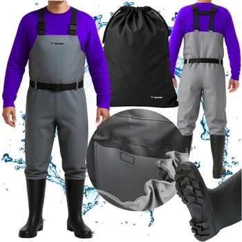 Wodery Wędkarskie Spodniobuty na Ryby Gumowe Spodnie Grube Długie Szelki 46 Trizand 25895