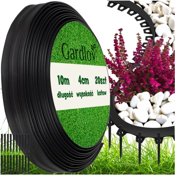 Obrzeże Ogrodowe Obrzeża Trawnikowe Plastikowe Czarne 4x10m 20 Kołków Kotew GARDLOV