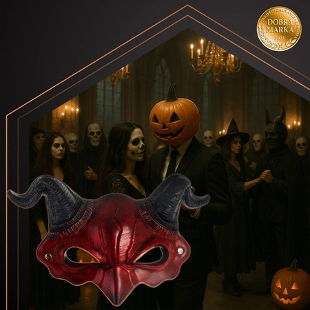 Maska Diabła na Halloween Demon Diabeł z Rogami Szatan Dodatek Przebranie Ruhhy 26123