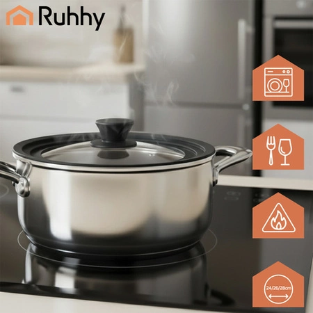 Pokrywka Uniwersalna 3w1 Ruhhy Silikonowa do Garnków i Patelni 24 26 28 cm 25560