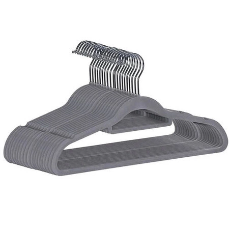 Wieszaki na Ubrania Ubraniowe Wieszak Welurowe 20 szt Szare Odzieżowe x20 RUHHY