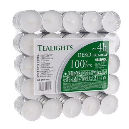 Podgrzewacze Świeczki Bezzapachowe Tealight 100szt Bispol
