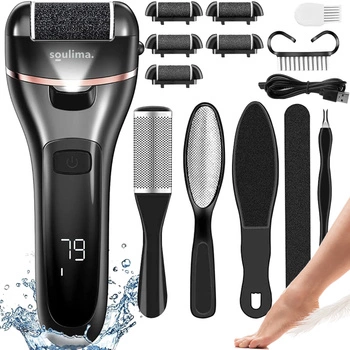 Pilnik Elektryczny do Stóp Pięt Frezarka Tarka 6 Rolek Zestaw Bezprzewodowy SOULIMA