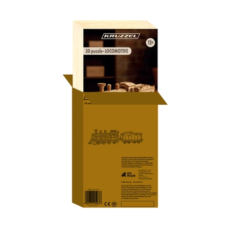 Drewniane Puzzle 3D Model Lokomotywa Parowa z Wagonem Układanka DIY 282 el Kruzzel 26515