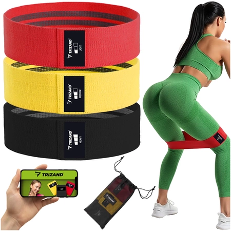 Gumy Materiałowe do Ćwiczeń Trizand 3 szt Zestaw Fitness Antypoślizgowe QR 25878