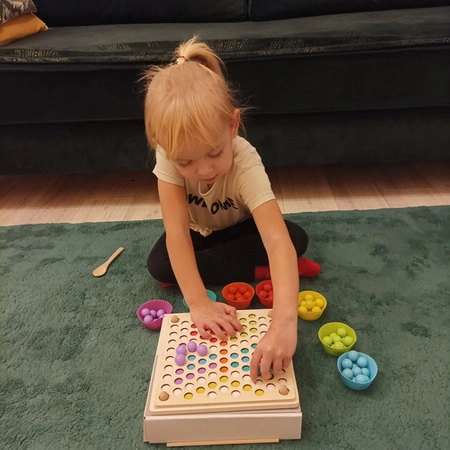 Układanka Drewniana Kulki Koraliki Drewniane Puzzle Mozaika dla Dzieci KRUZZEL