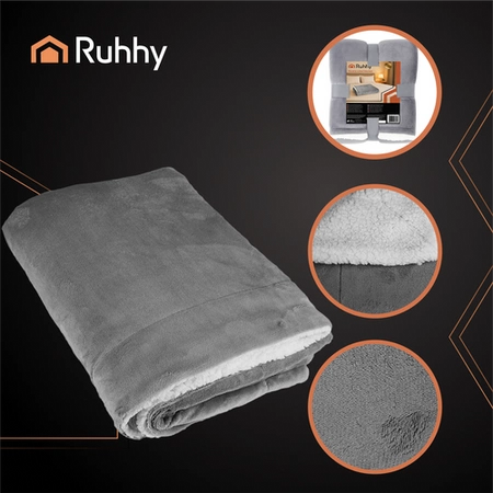 Koc Gruby Dwustronny Narzuta na Łóżko Kanapę Miękki Ciepły Baranek 150x200 Ruhhy 26292