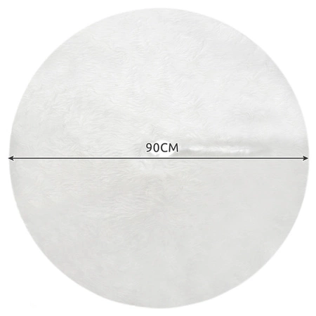 Dywanik pod Choinkę Mata Futerko Biały Dywan 90 cm Duży na Prezenty Okrągły RUHHY