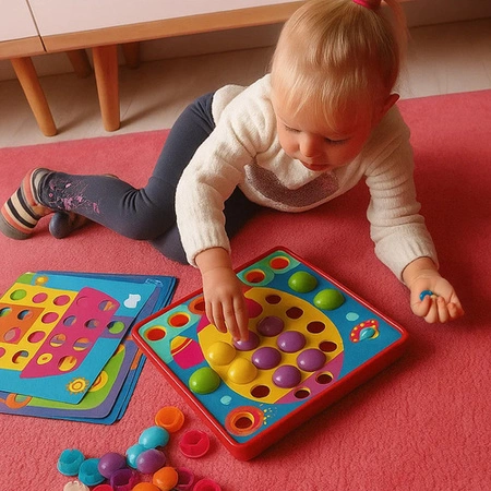 Układanka Guzikowa dla Dzieci Mozaika Edukacyjna Montessori Trening Duża XL