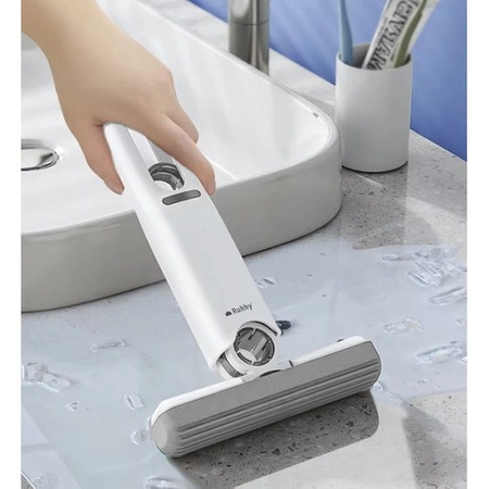 Mop Mini Płaski z Wyciskaczem do Mycia Okien Półek Przenośny + 2 Nakładki RUHHY
