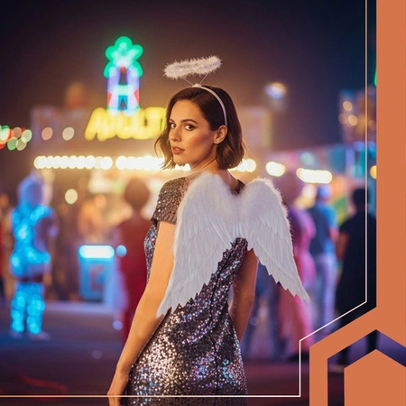 Strój Anioła na Jasełka Aureola Głowę Skrzydła Aniołka Białe Pióra Kostium Ruhhy 26480