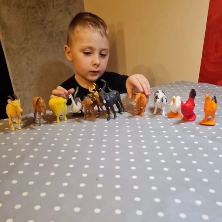 Zwierzęta Zabawki Figurki Farma Zwierzątka Domowe Inwentarz x 12 dla Dzieci KRUZZEL