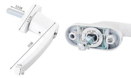 Klamka do Okna Okienna Biała z Kluczykiem Zamkiem do Okien na Zamek Klucze MALATEC