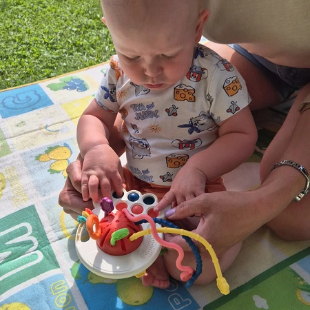 Zabawka Sensoryczna Gryzak Montessori Edukacyjna Grzechotka dla Dzieci 6w1 ISO TRADE